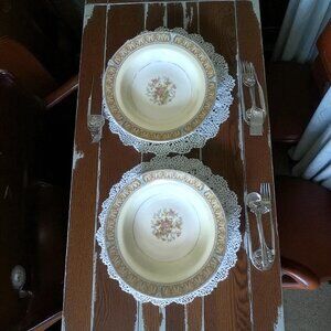 Vintage Noritake Claire China Bowls Set Of 2 Floral Design 7.5" Ivory & Gold Jap